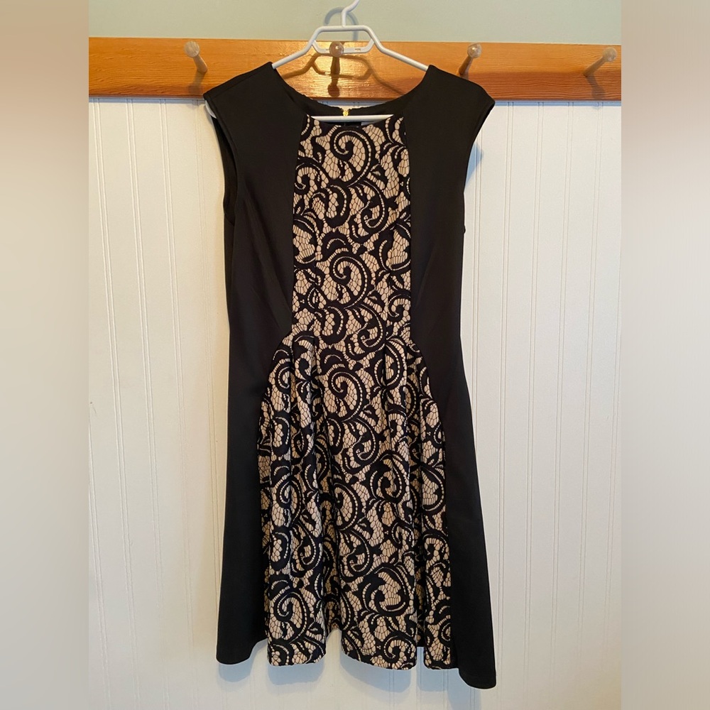 Simons black and cream lace dress